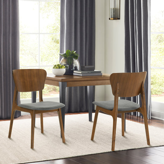 Kalia Wood Dining Chair in Walnut Finish with Charcoal Fabric - Set of 2 By Armen Living | Dining Chairs | Modishstore