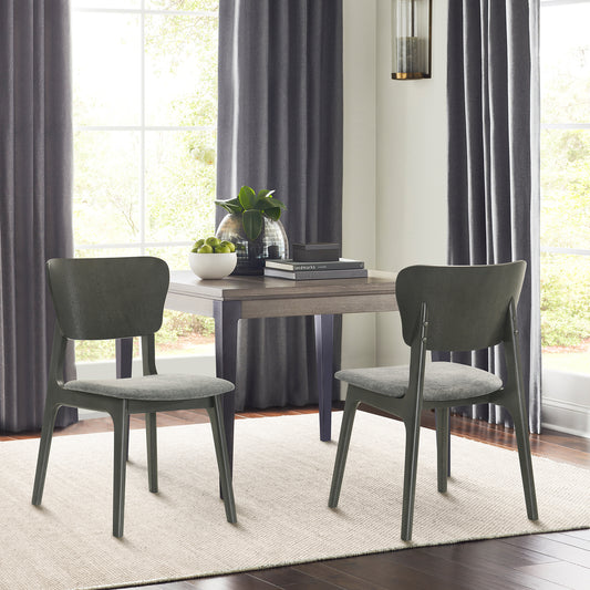 Kalia Wood Dining Chair in Gray Finish with Gray Fabric - Set of 2 By Armen Living | Dining Chairs | Modishstore