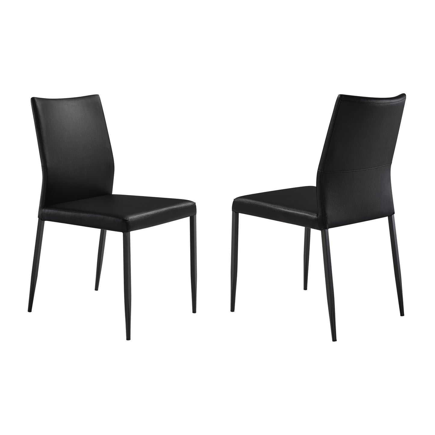 Kash Upholstered Dining Chair in Black Faux Leather with Black Metal Legs - Set of 2 By Armen Living | Dining Chairs | Modishstore - 3