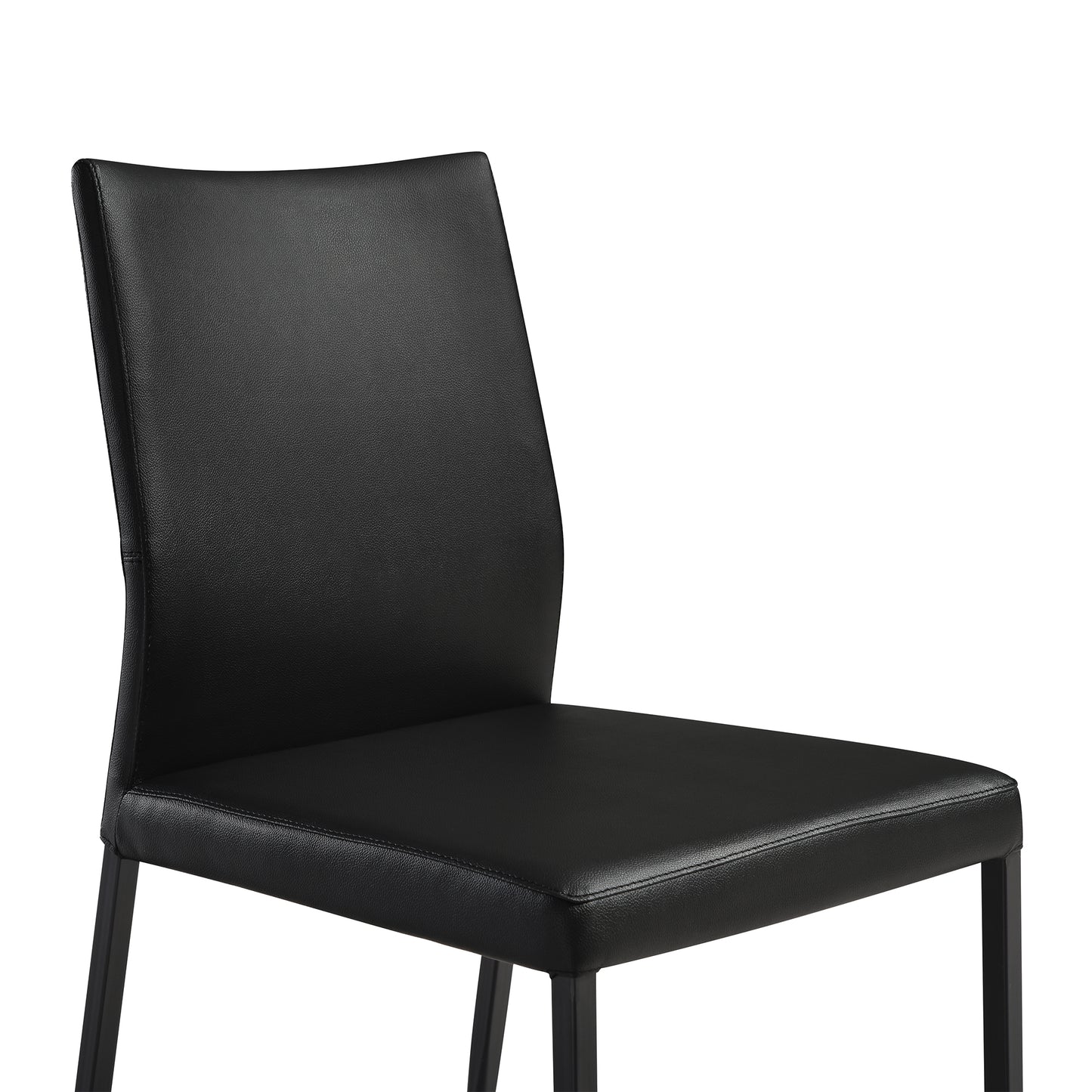 Kash Upholstered Dining Chair in Black Faux Leather with Black Metal Legs - Set of 2 By Armen Living | Dining Chairs | Modishstore - 7