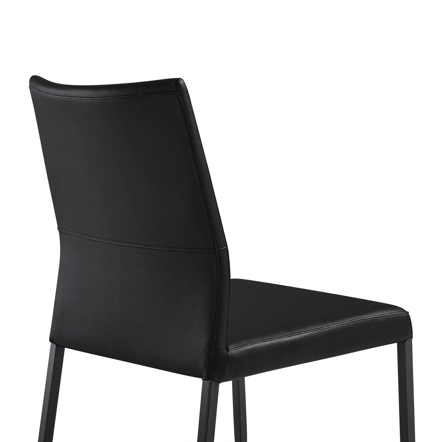 Kash Upholstered Dining Chair in Black Faux Leather with Black Metal Legs - Set of 2 By Armen Living | Dining Chairs | Modishstore - 11