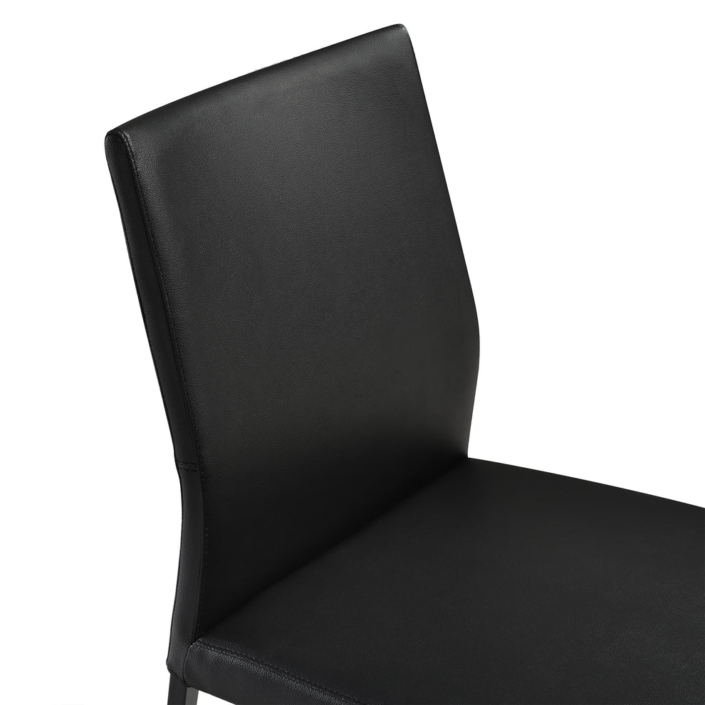 Kash Upholstered Dining Chair in Black Faux Leather with Black Metal Legs - Set of 2 By Armen Living | Dining Chairs | Modishstore - 8