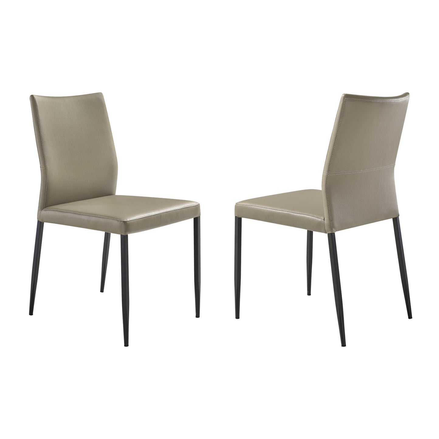 Kash Upholstered Dining Chair in Taupe Gray Faux Leather and Black Metal Legs - Set of 2 By Armen Living | Dining Chairs | Modishstore - 3