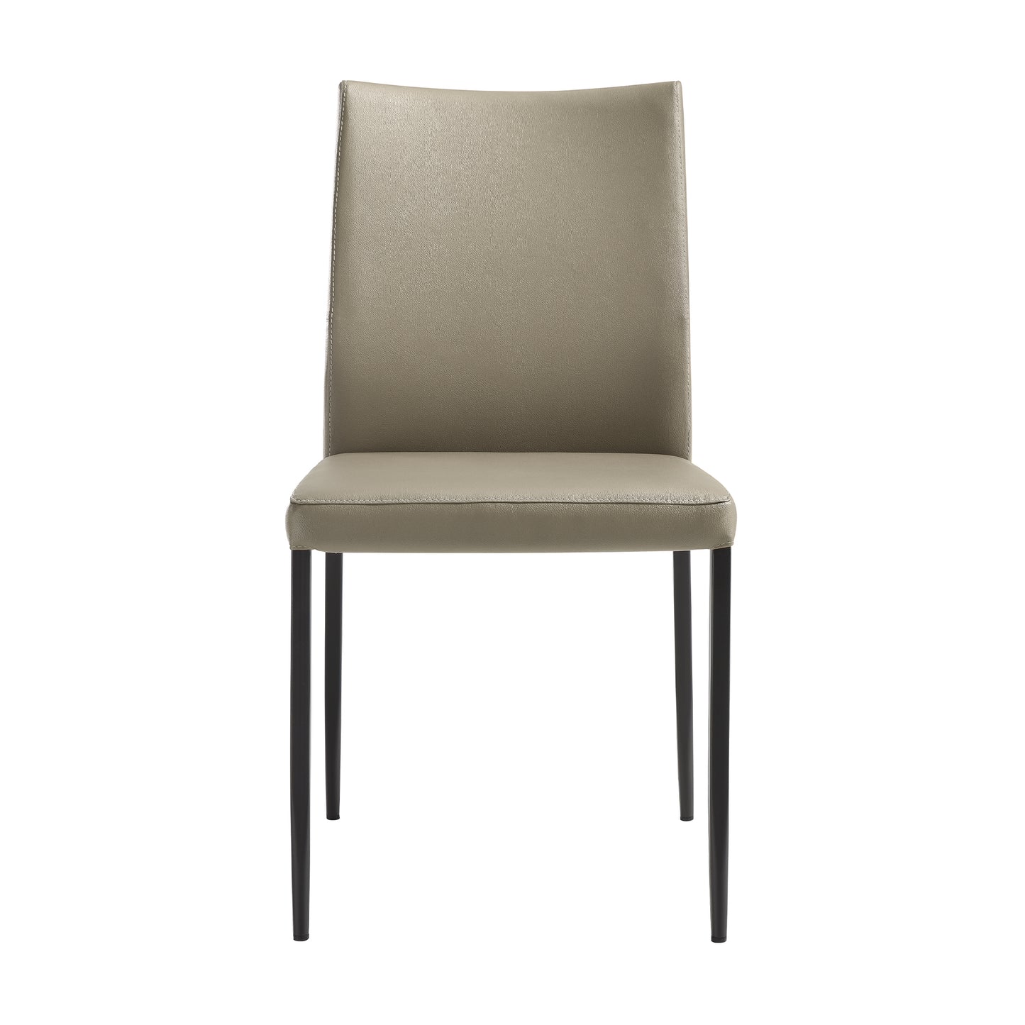 Kash Upholstered Dining Chair in Taupe Gray Faux Leather and Black Metal Legs - Set of 2 By Armen Living | Dining Chairs | Modishstore - 5