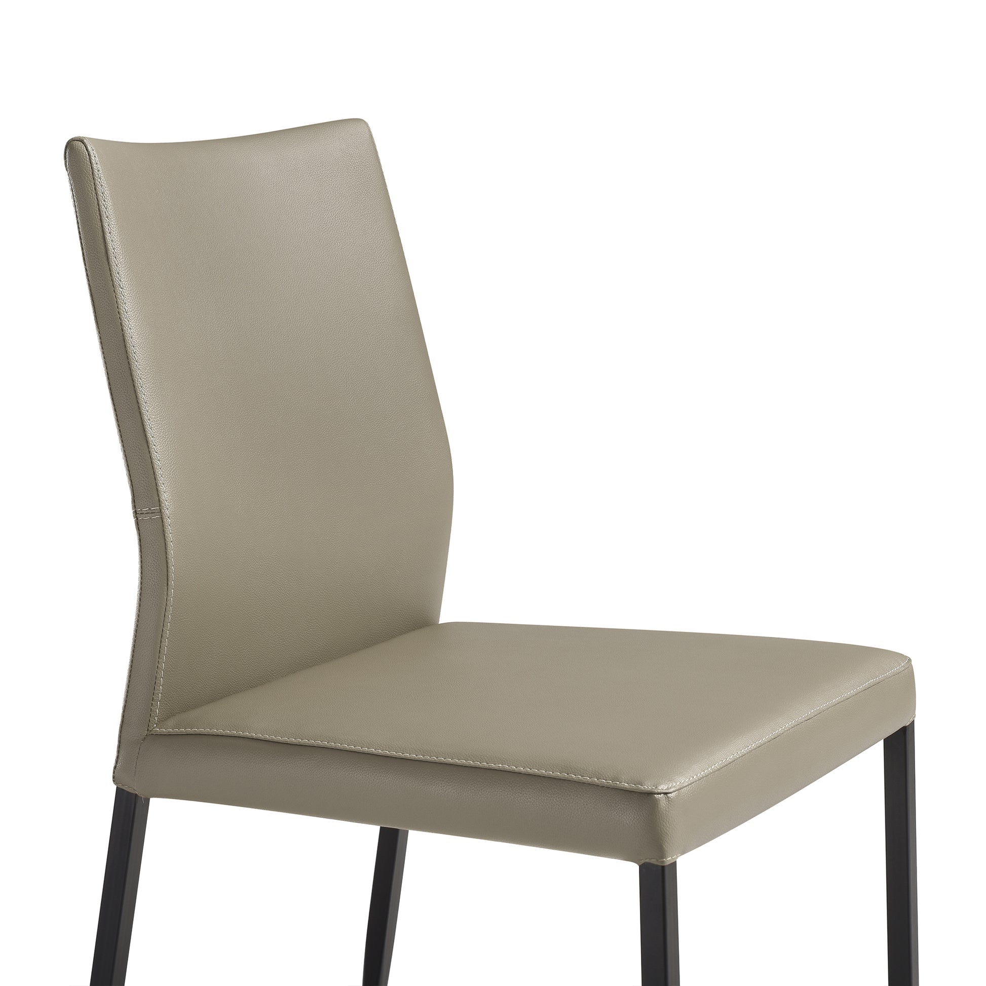 Kash Upholstered Dining Chair in Taupe Gray Faux Leather and Black Metal Legs - Set of 2 By Armen Living | Dining Chairs | Modishstore - 7
