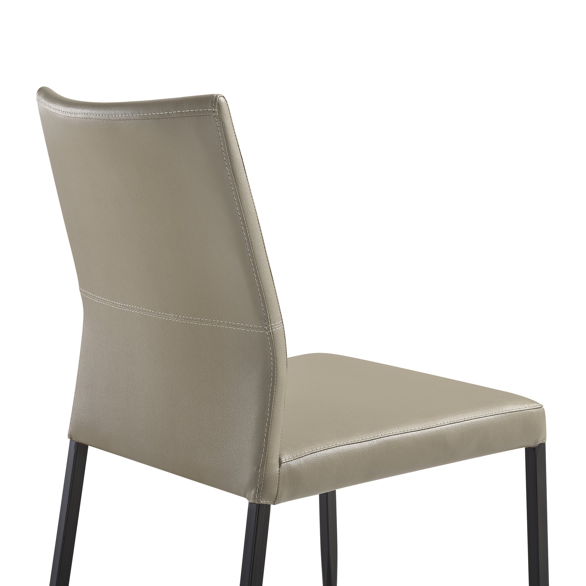 Kash Upholstered Dining Chair in Taupe Gray Faux Leather and Black Metal Legs - Set of 2 By Armen Living | Dining Chairs | Modishstore - 11