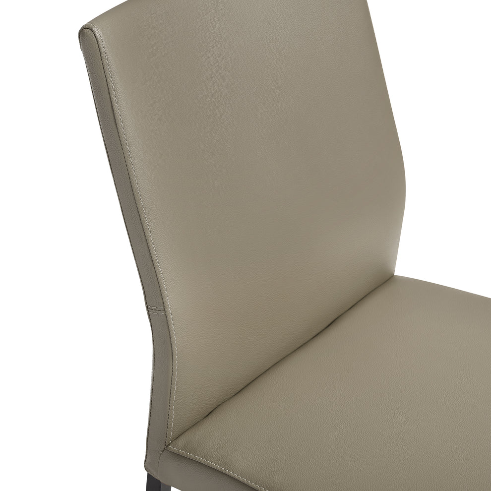 Kash Upholstered Dining Chair in Taupe Gray Faux Leather and Black Metal Legs - Set of 2 By Armen Living | Dining Chairs | Modishstore - 8