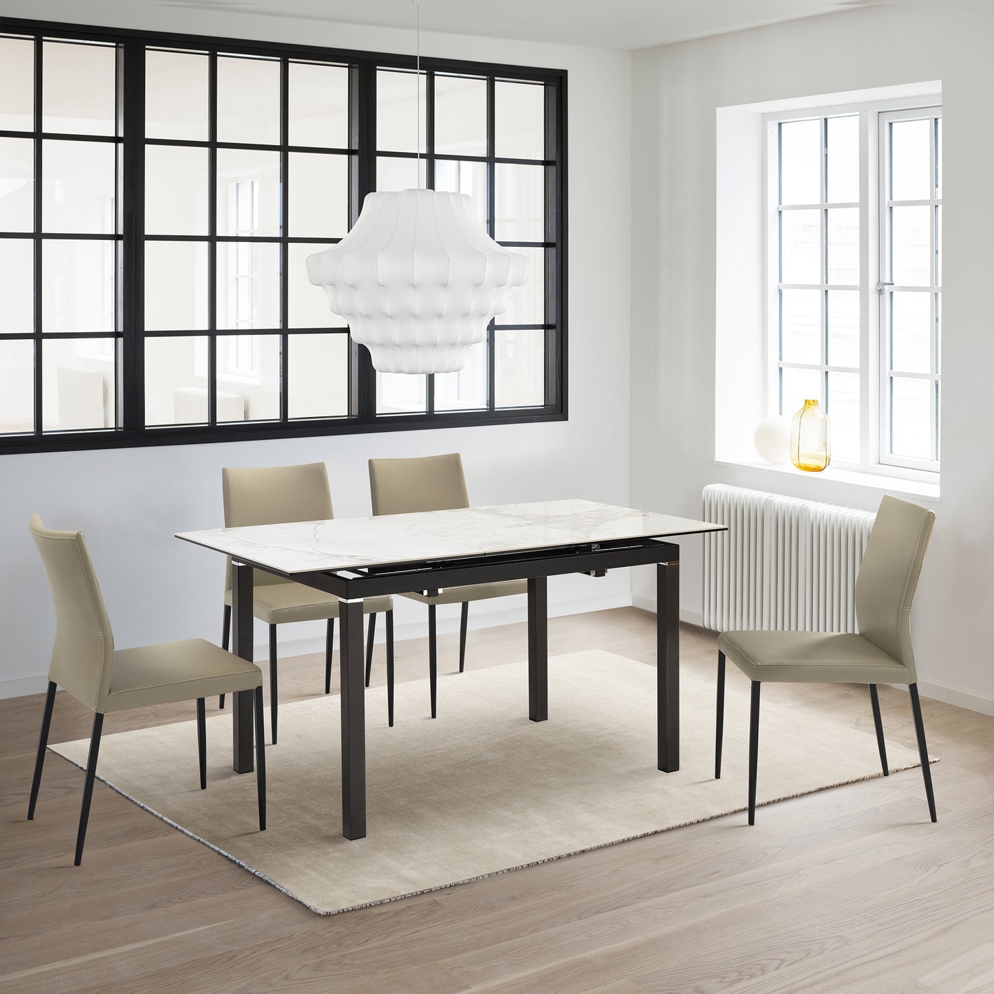 Kash Upholstered Dining Chair in Taupe Gray Faux Leather and Black Metal Legs - Set of 2 By Armen Living | Dining Chairs | Modishstore - 2