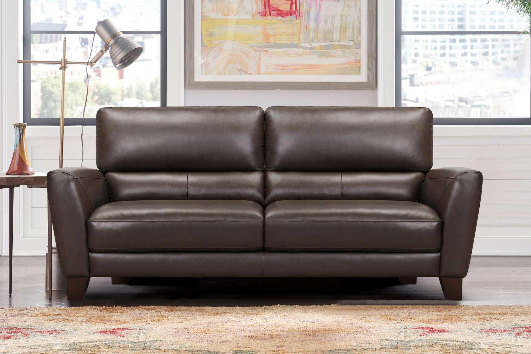 Kester 81" Square Arm Espresso Genuine Leather Sofa By Armen Living | Sofas |  Modishstore 