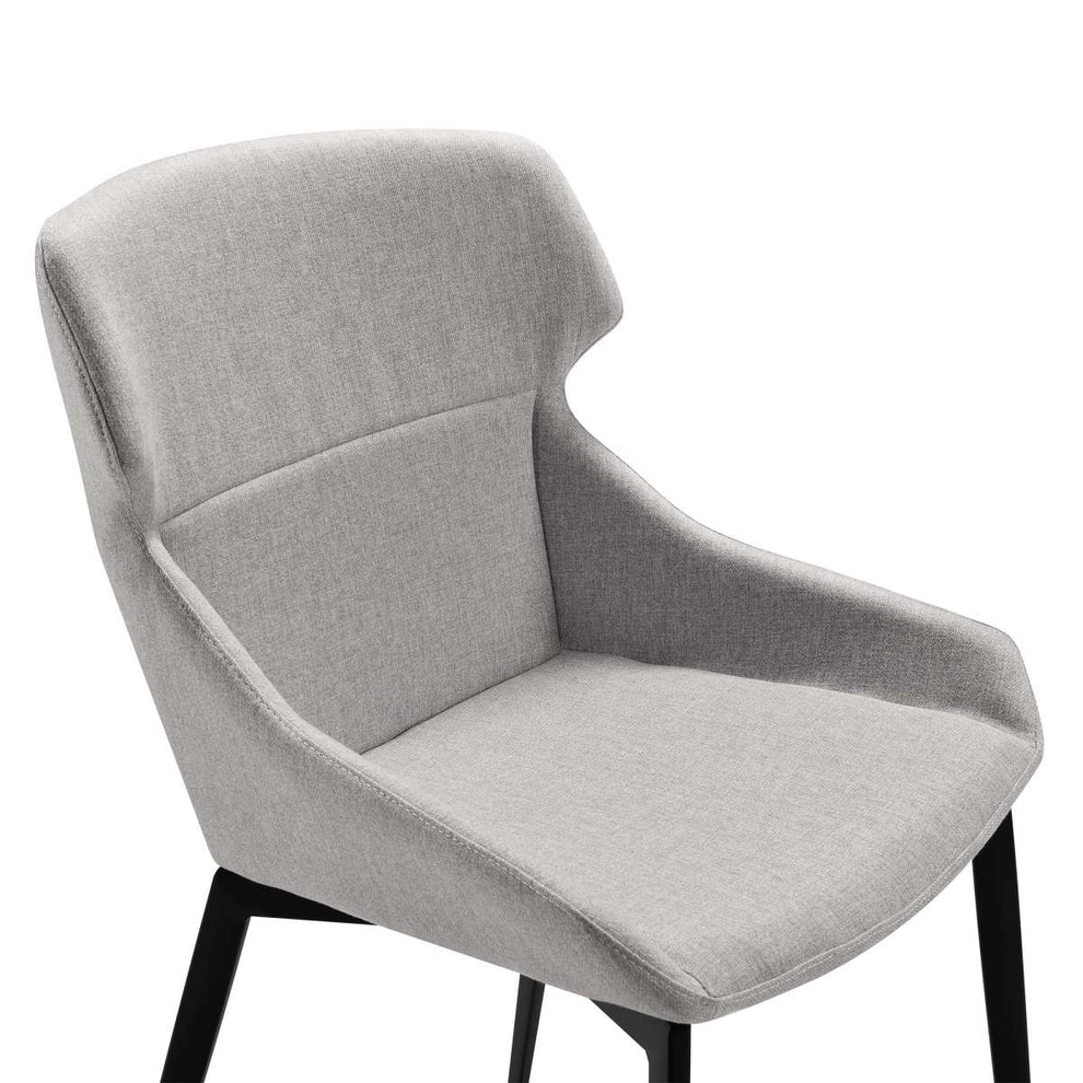 Kenna Modern Dining Chair in Matte Black Finish and Gray Fabric - Set of 2  By Armen Living | Dining Chairs | Modishstore - 3