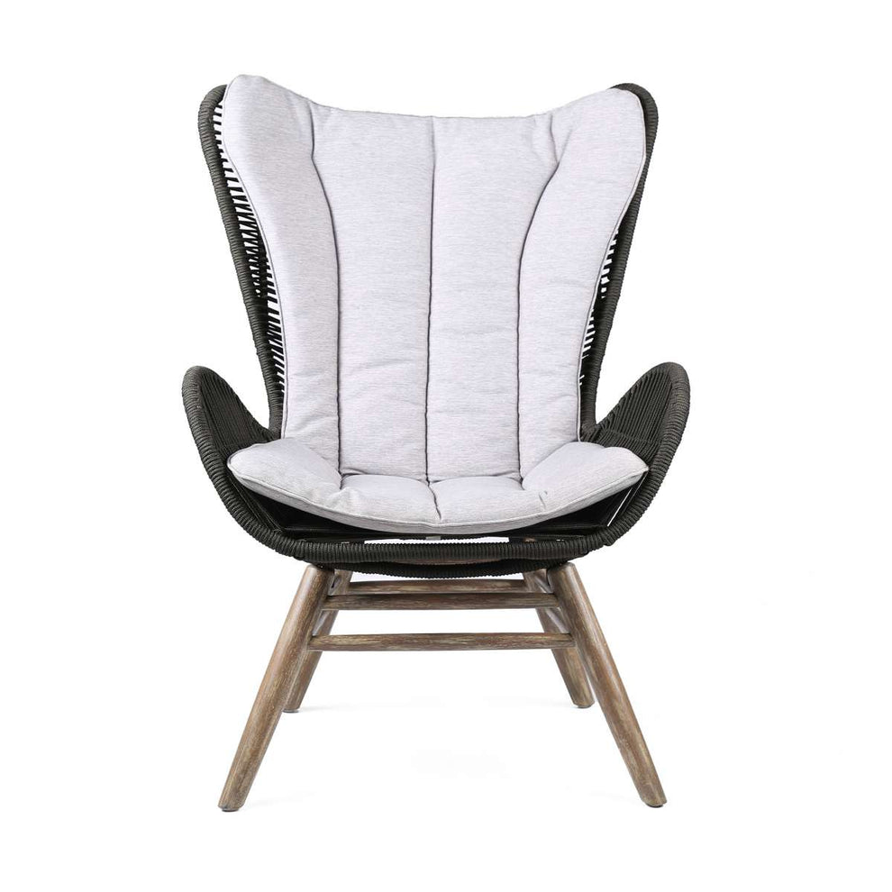 King Indoor Outdoor Lounge Chair in Light Eucalyptus Wood with Truffle Rope and Grey Cushion By Armen Living | Outdoor Chairs |  Modishstore  - 4