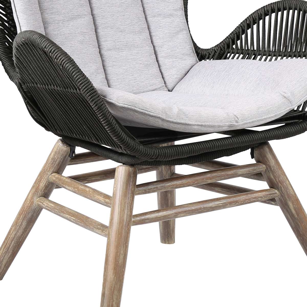 King Indoor Outdoor Lounge Chair in Light Eucalyptus Wood with Truffle Rope and Grey Cushion By Armen Living | Outdoor Chairs |  Modishstore  - 3