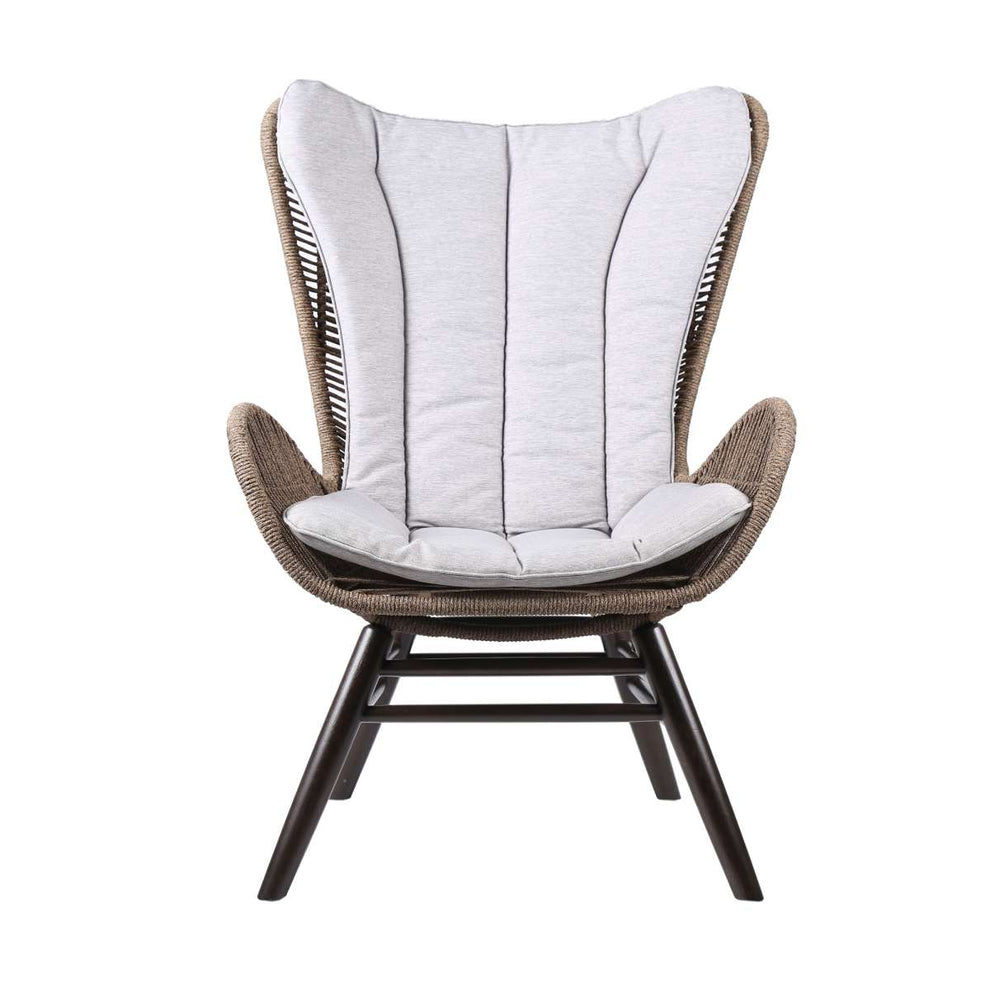 King Indoor Outdoor Lounge Chair in Light Eucalyptus Wood with Truffle Rope and Grey Cushion By Armen Living | Outdoor Chairs |  Modishstore  - 11