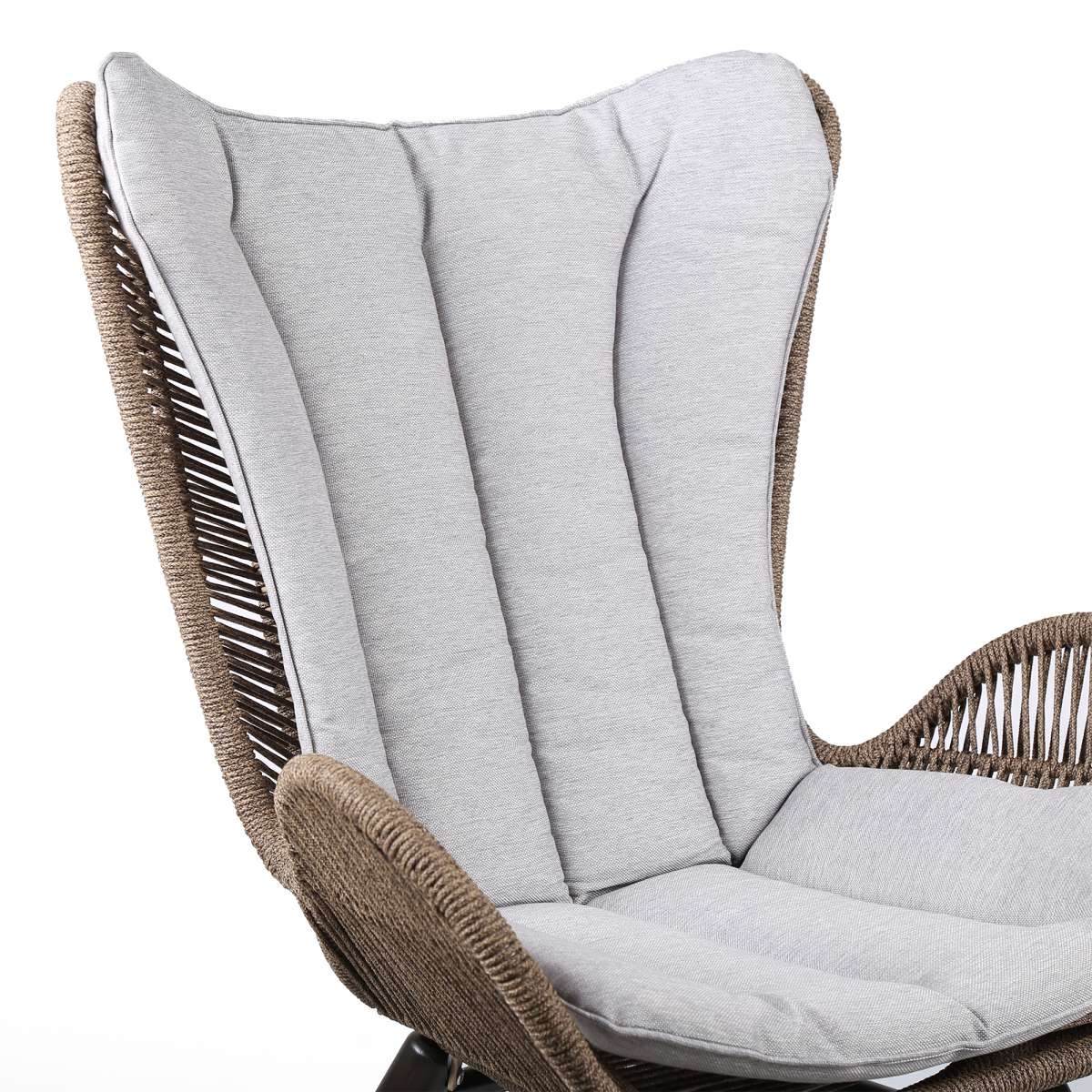 King Indoor Outdoor Lounge Chair in Light Eucalyptus Wood with Truffle Rope and Grey Cushion By Armen Living | Outdoor Chairs |  Modishstore  - 13
