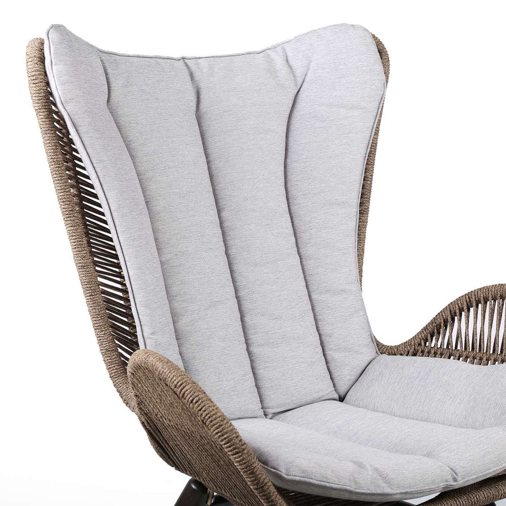 King Indoor Outdoor Lounge Chair in Light Eucalyptus Wood with Truffle Rope and Grey Cushion By Armen Living | Outdoor Chairs |  Modishstore  - 13