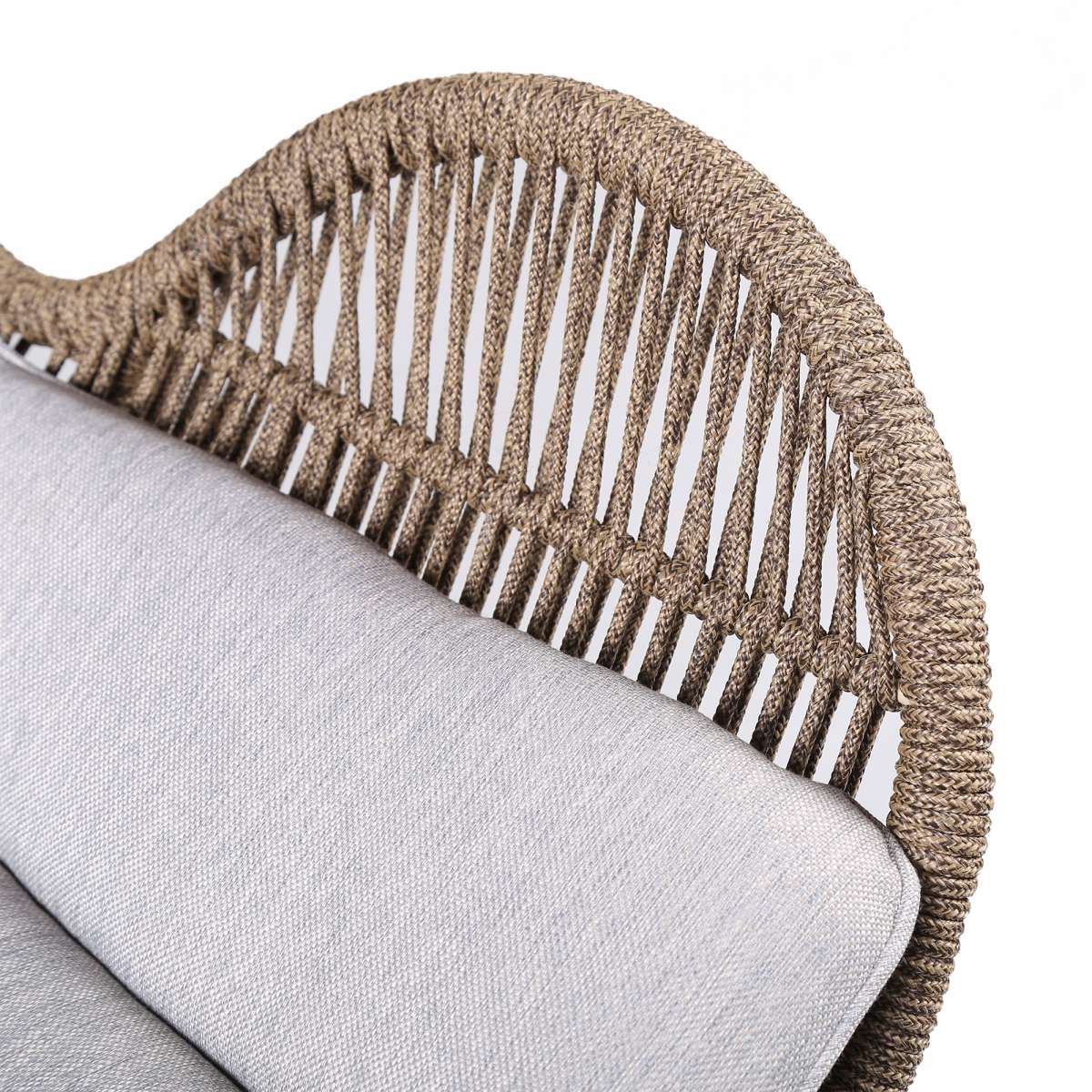 King Indoor Outdoor Lounge Chair in Light Eucalyptus Wood with Truffle Rope and Grey Cushion By Armen Living | Outdoor Chairs |  Modishstore  - 14