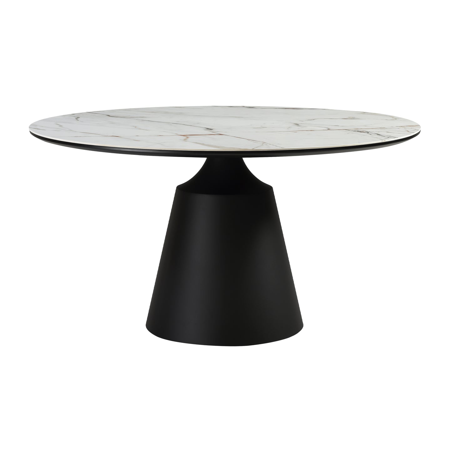 Knox Round Dining Table with Stone Top and Black Metal Base By Armen Living | Dining Tables | Modishstore - 3