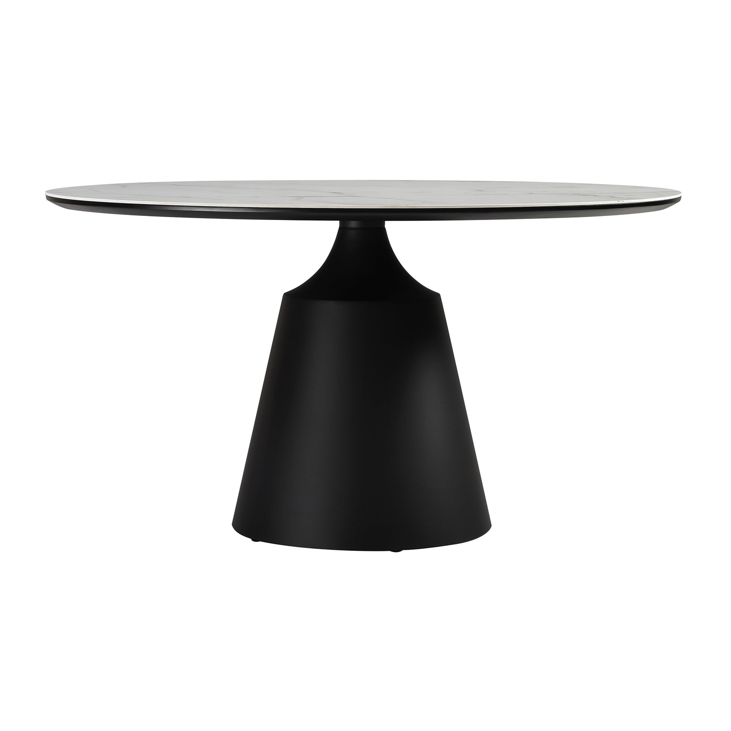 Knox Round Dining Table with Stone Top and Black Metal Base By Armen Living | Dining Tables | Modishstore - 4