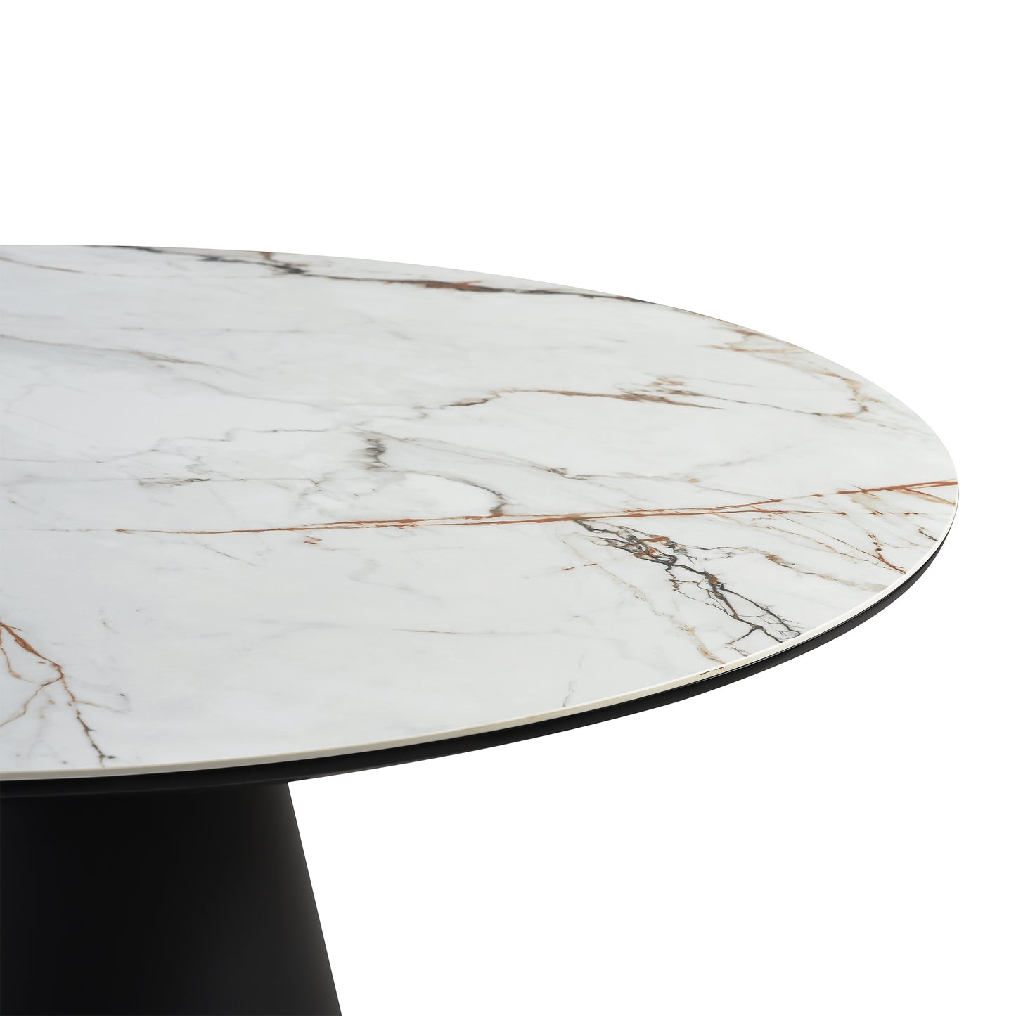 Knox Round Dining Table with Stone Top and Black Metal Base By Armen Living | Dining Tables | Modishstore - 5