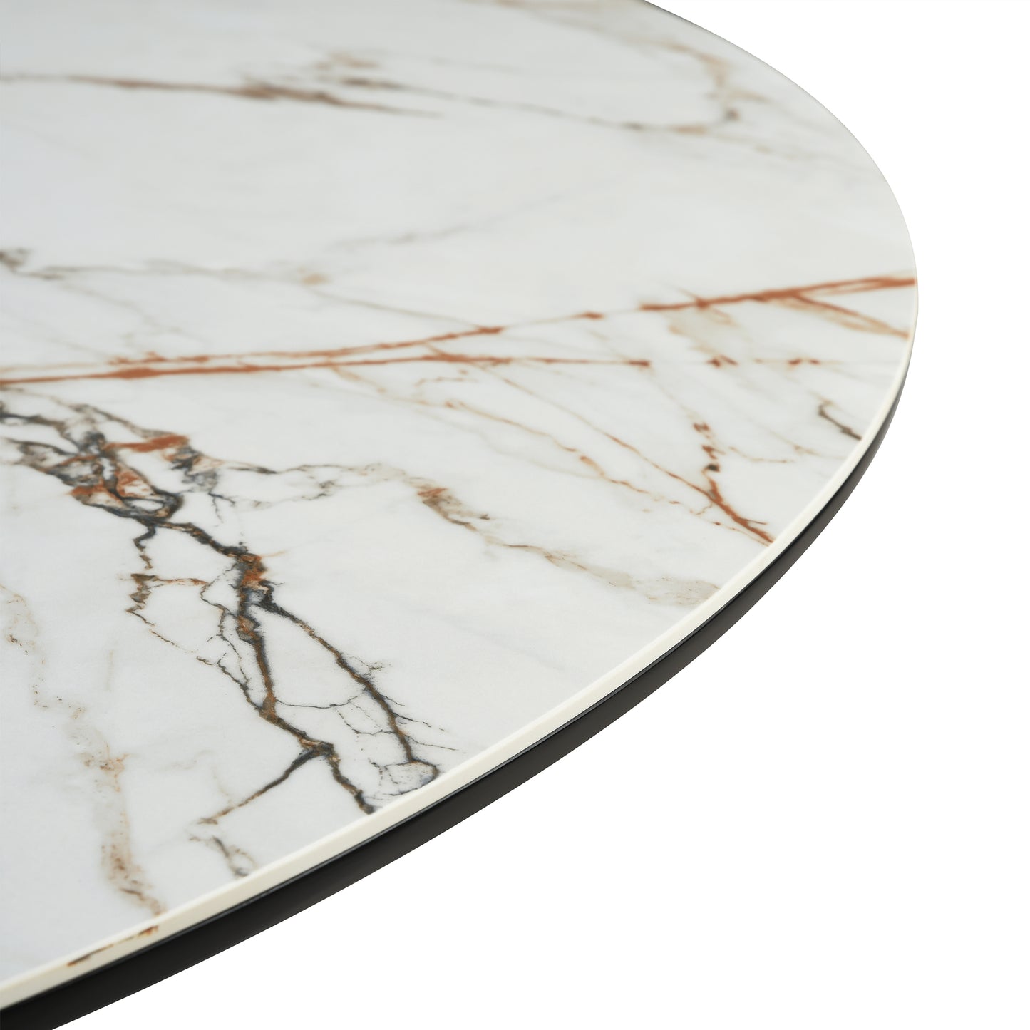 Knox Round Dining Table with Stone Top and Black Metal Base By Armen Living | Dining Tables | Modishstore - 6