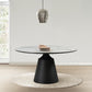 Knox Round Dining Table with Stone Top and Black Metal Base By Armen Living | Dining Tables | Modishstore