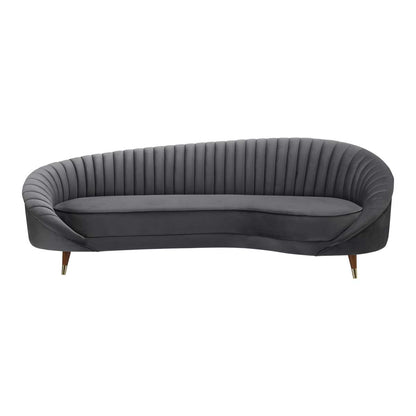 Karisma Dark Gray Curved Velvet Sofa By Armen Living | Sofas | Modishstore - 2