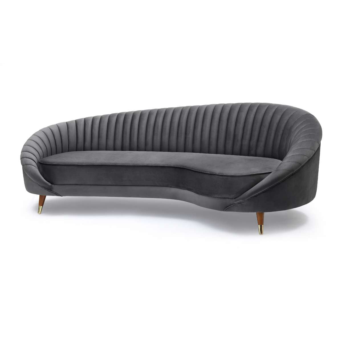 Karisma Dark Gray Curved Velvet Sofa By Armen Living | Sofas | Modishstore - 3