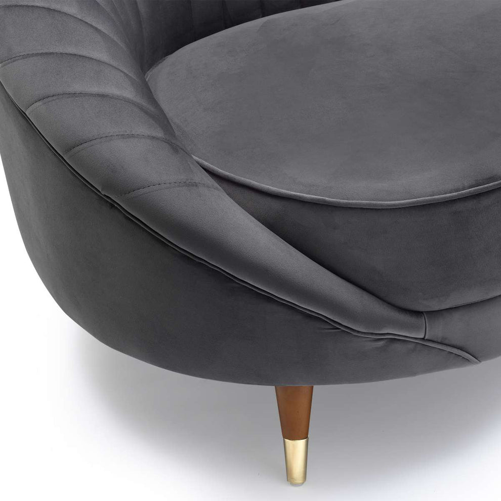 Karisma Dark Gray Curved Velvet Sofa By Armen Living | Sofas | Modishstore - 4