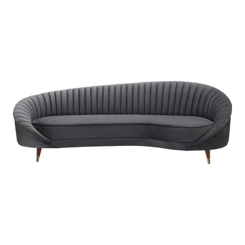 Karisma Dark Gray Curved Velvet Sofa By Armen Living | Sofas | Modishstore - 2