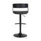 Larisa Adjustable Black Wood Bar Stool in Black Faux Leather with Golden Bronze and Black Metal By Armen Living | Bar Stools | Modishstore - 5