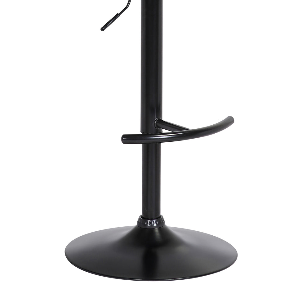 Larisa Adjustable Black Wood Bar Stool in Black Faux Leather with Golden Bronze and Black Metal By Armen Living | Bar Stools | Modishstore - 7