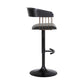 Larisa Adjustable Black Wood Bar Stool in Gray Faux Leather with Golden Bronze and Black Metal By Armen Living | Bar Stools | Modishstore - 4