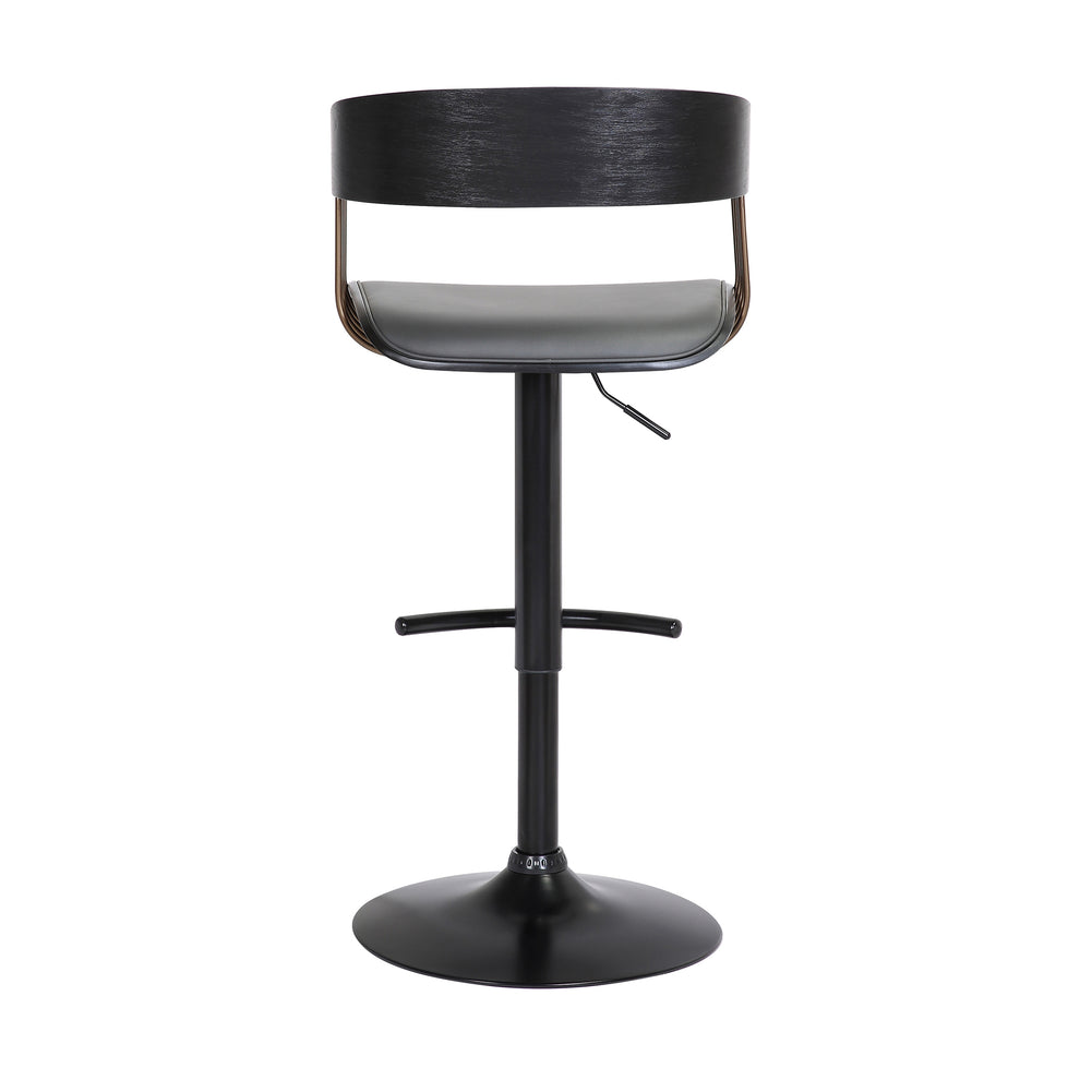 Larisa Adjustable Black Wood Bar Stool in Gray Faux Leather with Golden Bronze and Black Metal By Armen Living | Bar Stools | Modishstore - 5