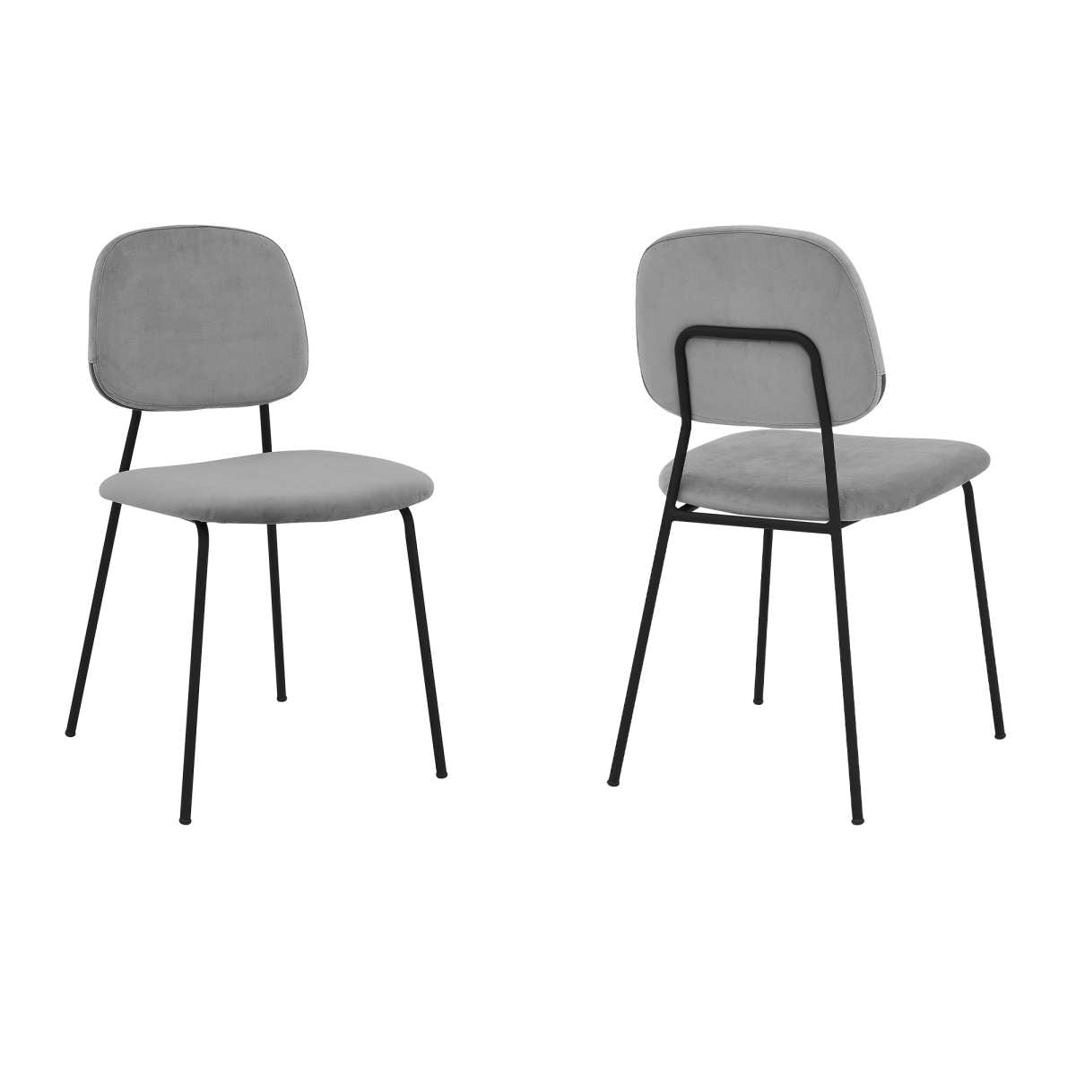 Lucy Gray Velvet and Metal Dining Room Chairs - Set of 2 By Armen Living | Dining Chairs | Modishstore