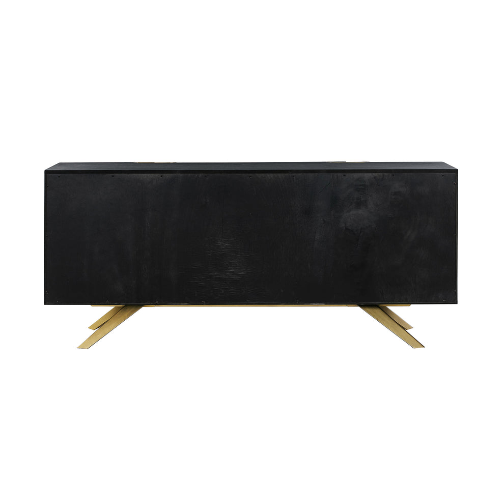 Lombard 4 Door Sideboard Buffet in Black Brushed Wood By Armen Living | Sideboards | Modishstore - 4