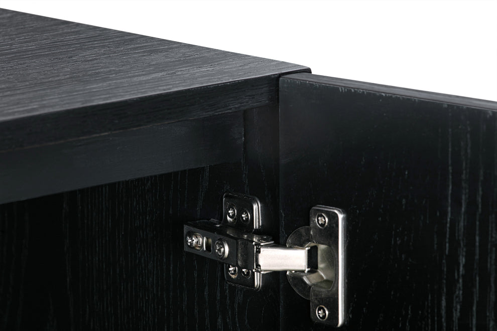 Lombard 4 Door Sideboard Buffet in Black Brushed Wood By Armen Living | Sideboards | Modishstore - 6
