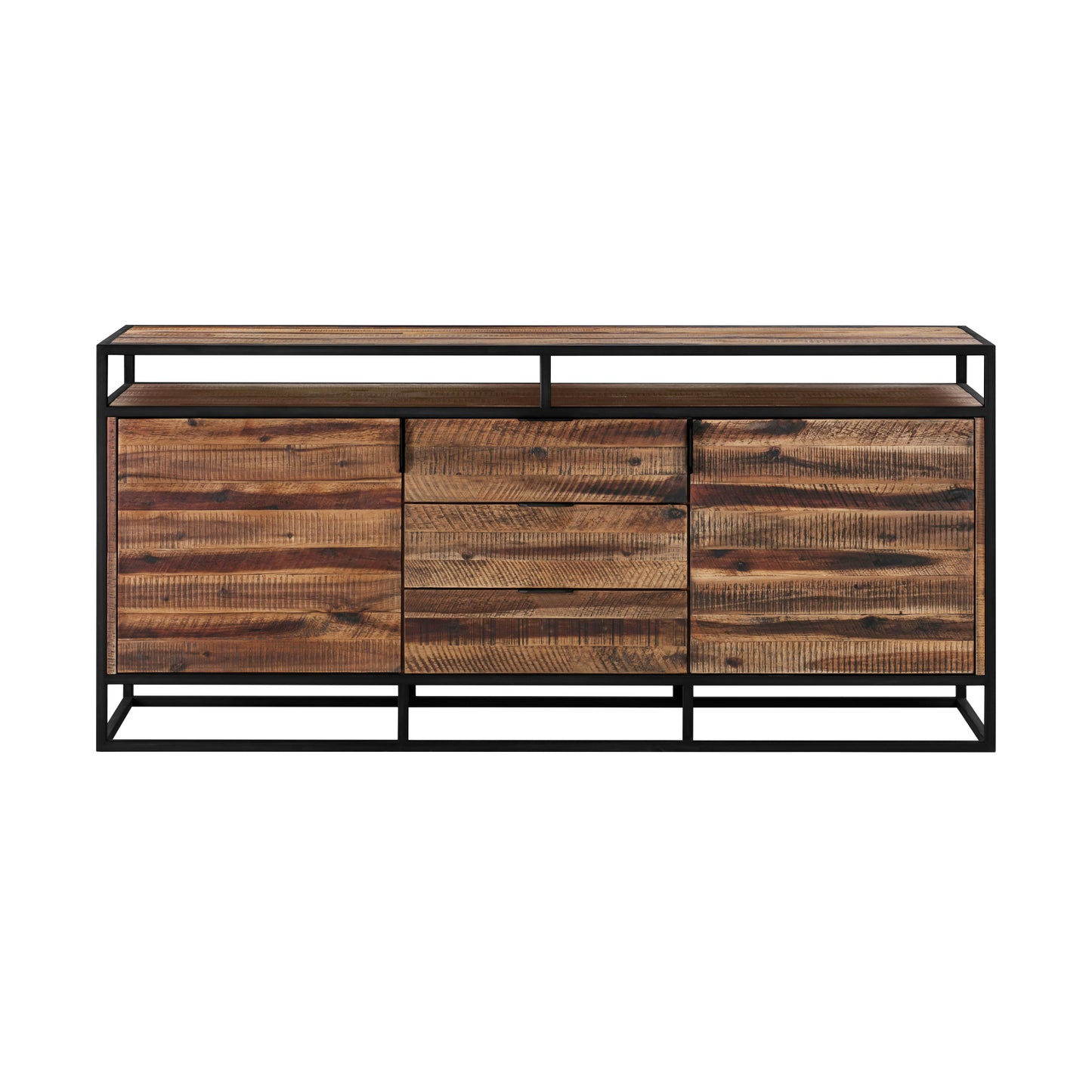 Ludgate 3 Drawer Sideboard Buffet in Acacia and Black Metal By Armen Living | Sideboards | Modishstore - 2