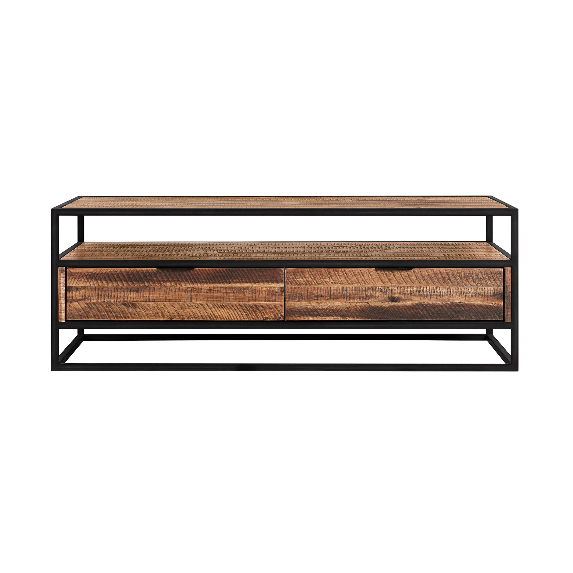 Ludgate Rectangle Coffee Table with Shelf in Acacia and Black Metal By Armen Living | Coffee Tables | Modishstore - 2