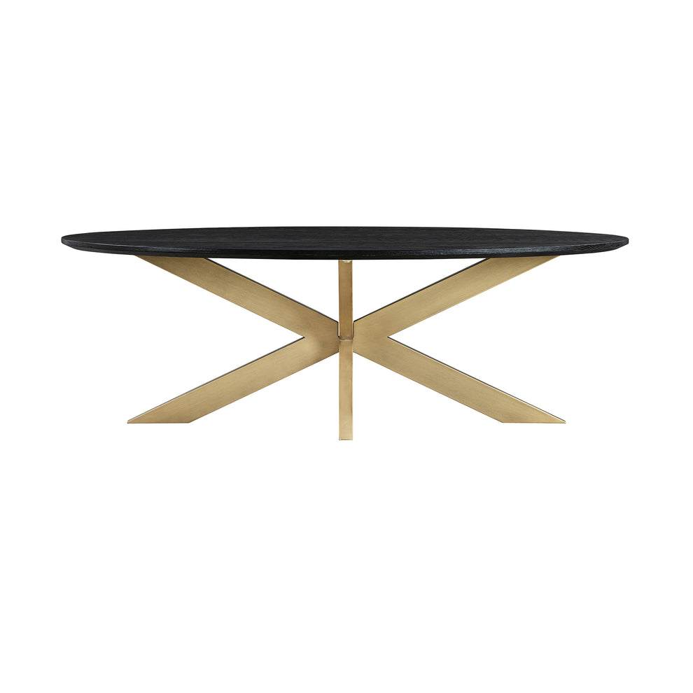 Lombard Oval Coffee Table in Black Brushed Oak Wood By Armen Living | Coffee Tables | Modishstore - 2