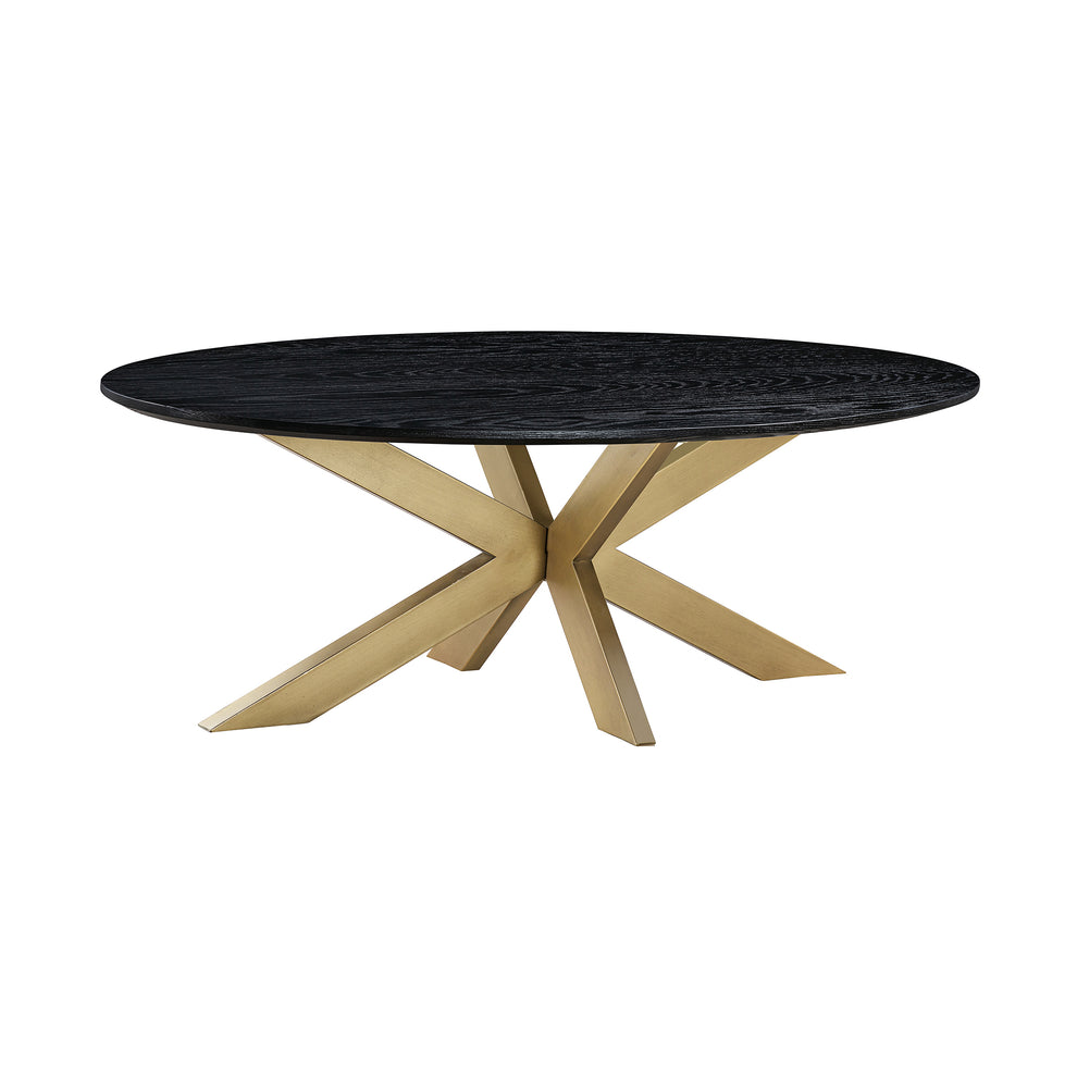 Lombard Oval Coffee Table in Black Brushed Oak Wood By Armen Living | Coffee Tables | Modishstore - 3