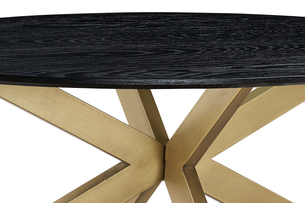 Lombard Oval Coffee Table in Black Brushed Oak Wood By Armen Living | Coffee Tables | Modishstore - 5