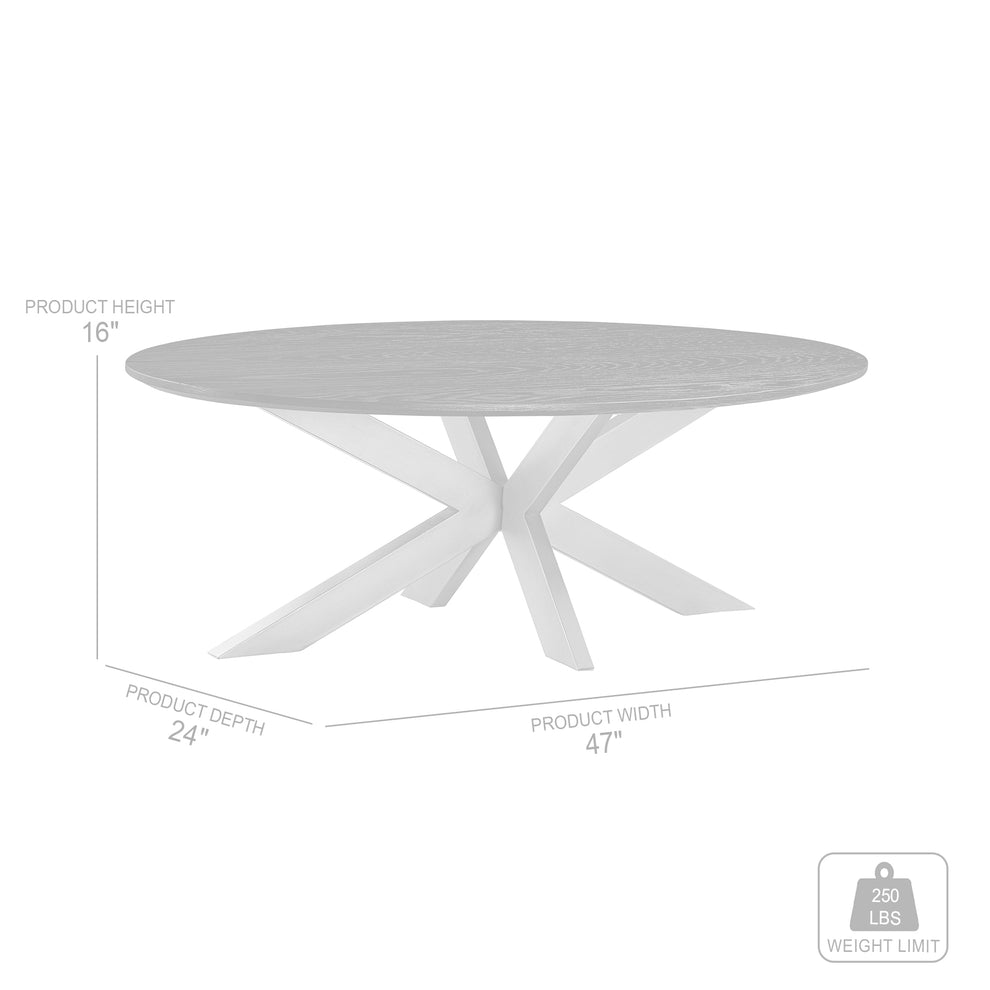 Lombard Oval Coffee Table in Black Brushed Oak Wood By Armen Living | Coffee Tables | Modishstore - 6