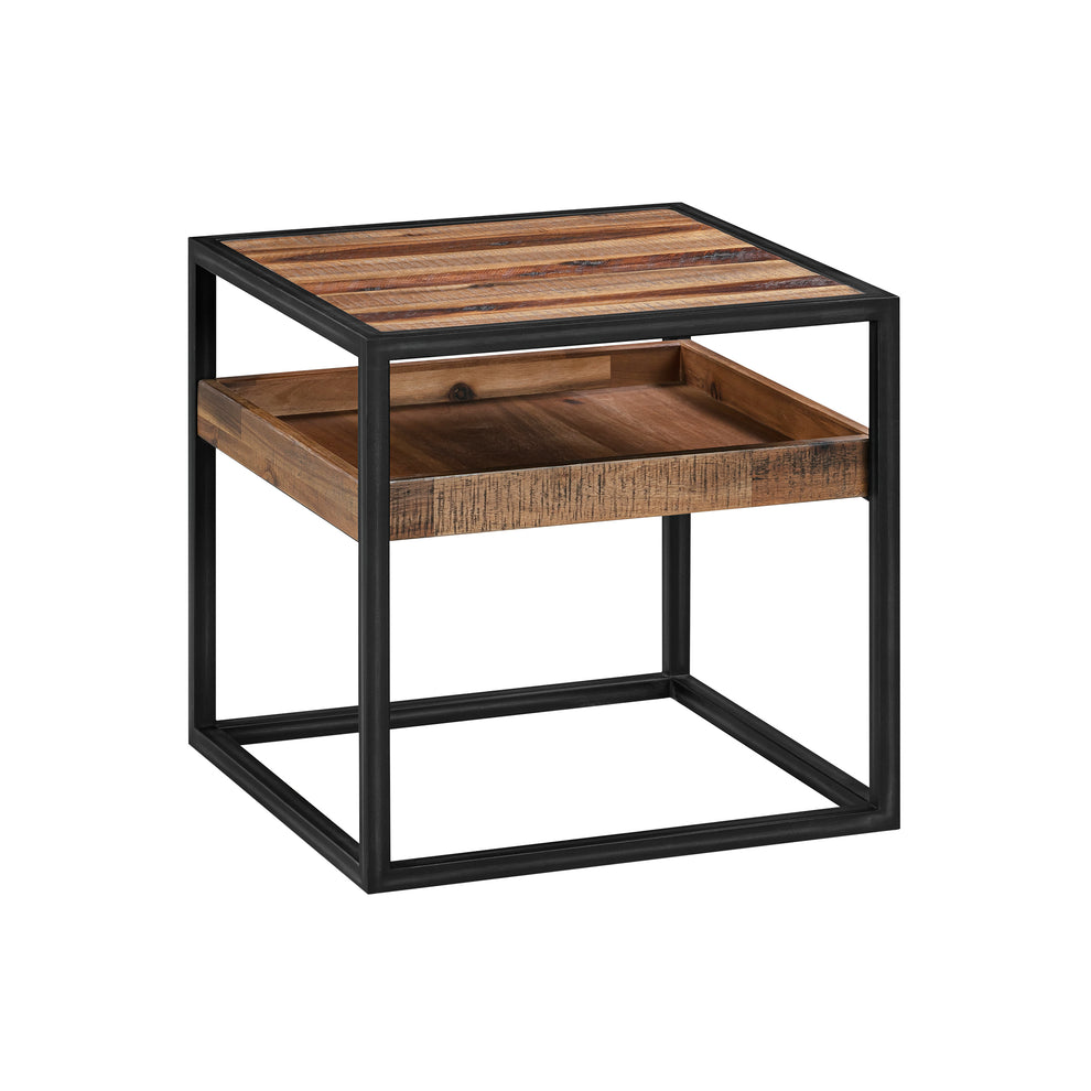 Ludgate Square End Table with Shelf in Acacia and Black Metal By Armen Living | End Tables | Modishstore - 2