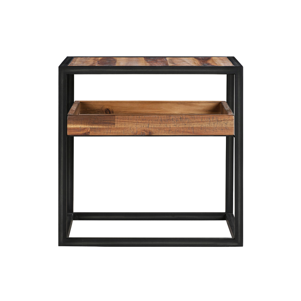 Ludgate Square End Table with Shelf in Acacia and Black Metal By Armen Living | End Tables | Modishstore - 3