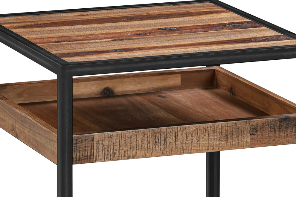 Ludgate Square End Table with Shelf in Acacia and Black Metal By Armen Living | End Tables | Modishstore - 4