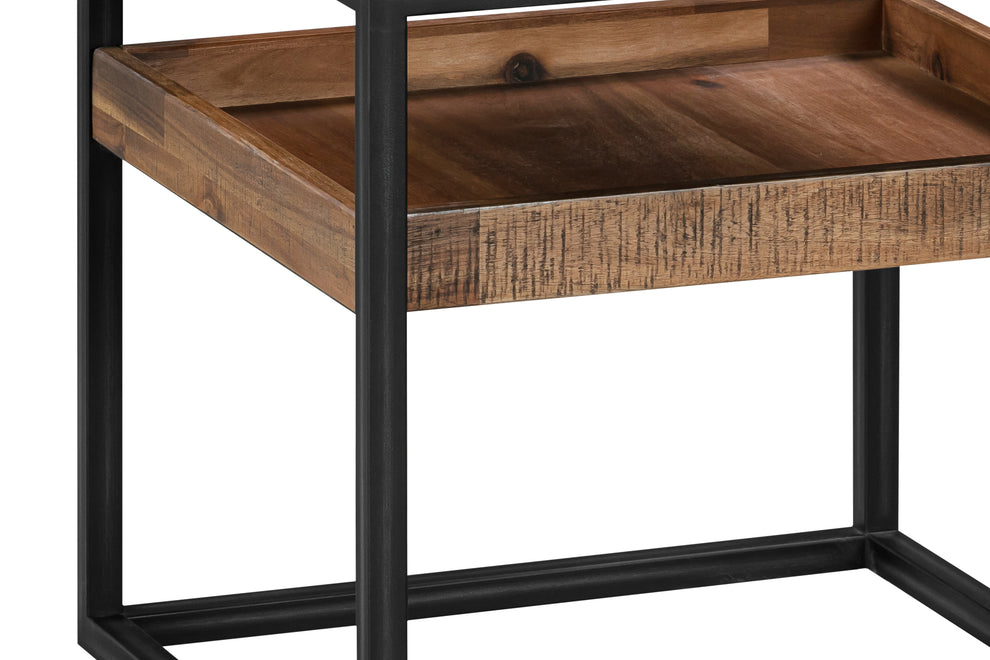 Ludgate Square End Table with Shelf in Acacia and Black Metal By Armen Living | End Tables | Modishstore - 5