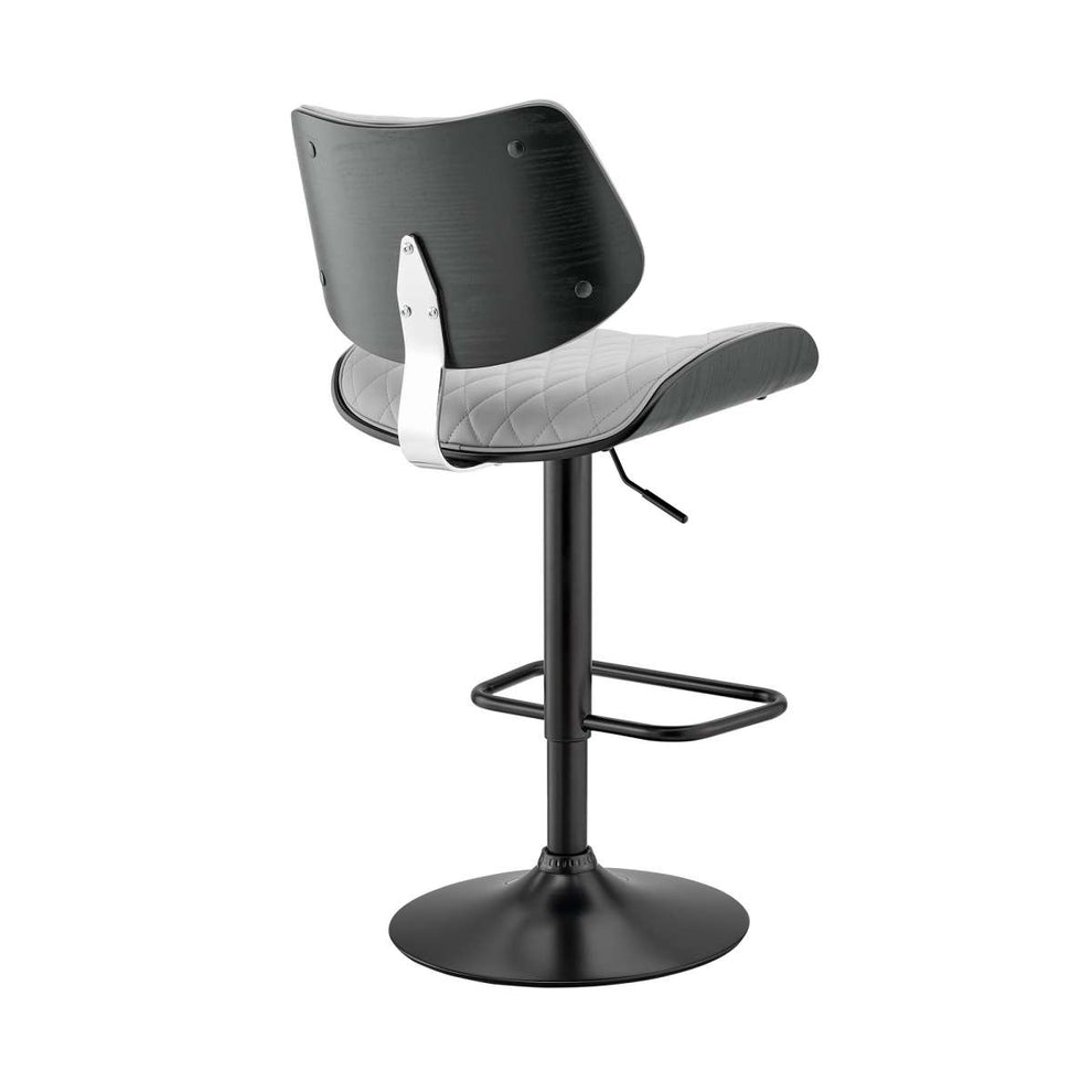 Leland Adjustable Gray Faux Leather and Black Finish Bar Stool By Armen Living | Bar Stools | Modishstore - 4