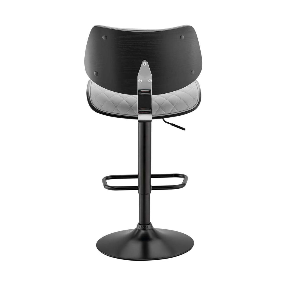 Leland Adjustable Gray Faux Leather and Black Finish Bar Stool By Armen Living | Bar Stools | Modishstore - 5