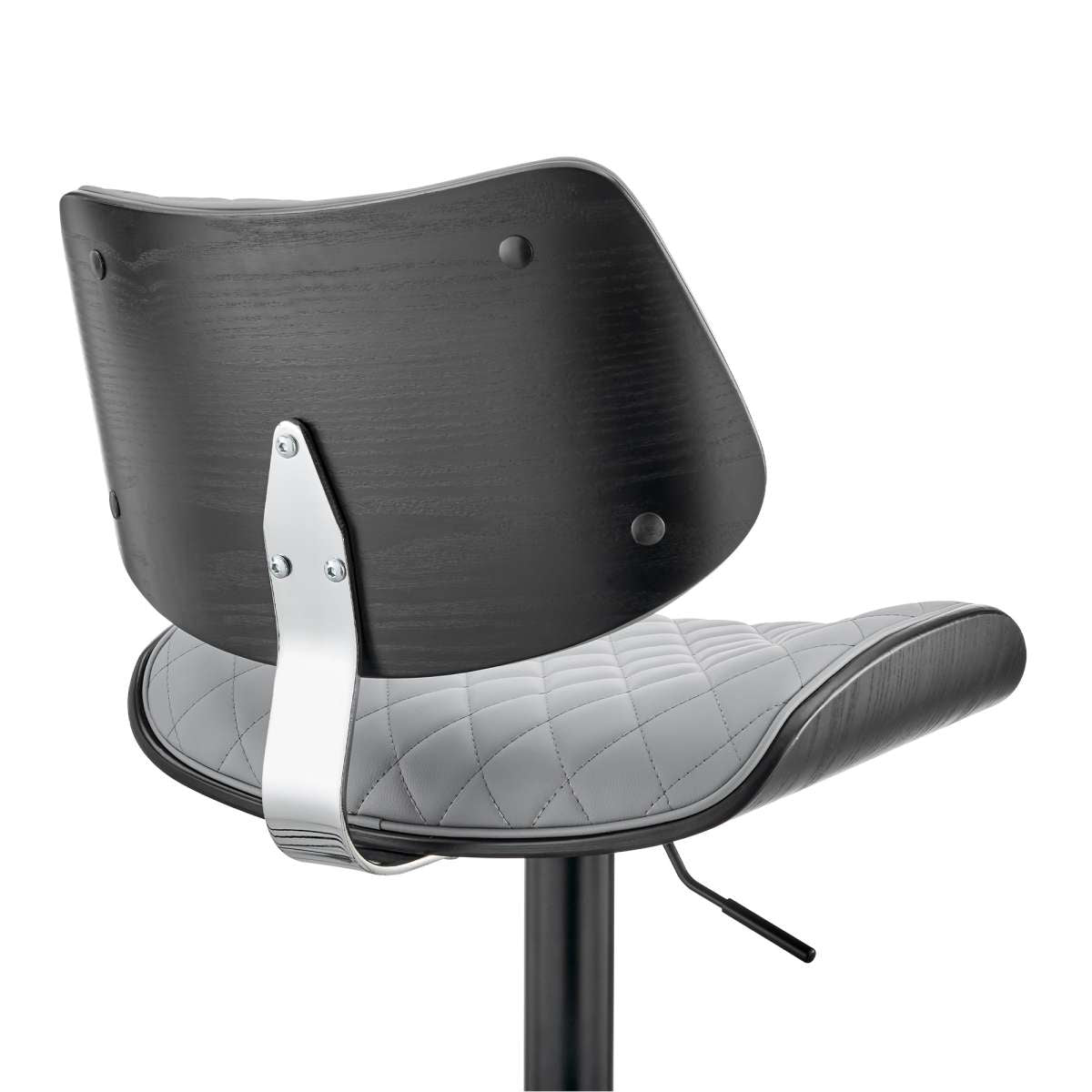 Leland Adjustable Gray Faux Leather and Black Finish Bar Stool By Armen Living | Bar Stools | Modishstore - 7