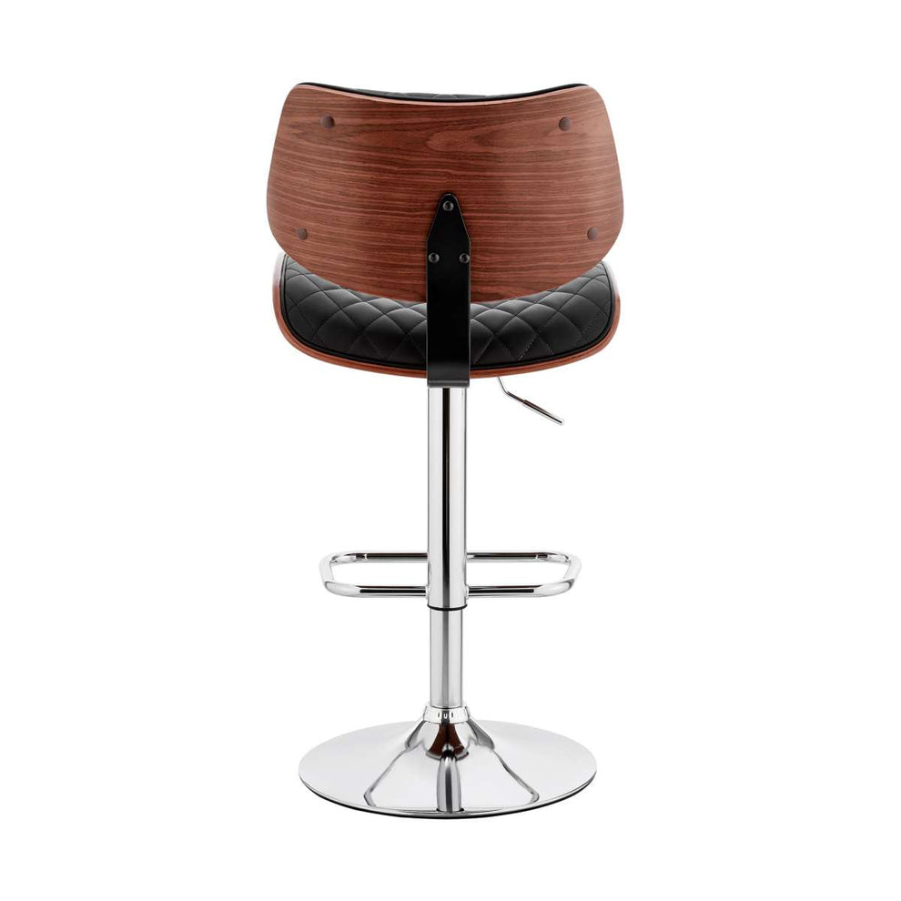 Leland Adjustable Black Faux Leather and Chrome Finish Bar Stool By Armen Living | Bar Stools | Modishstore - 5
